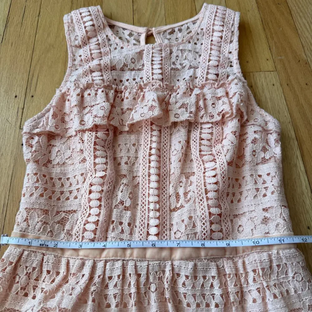 Disney Princess Girl's Pink Floral Lace Ruffle Sleeveless A-Line Dress Size S
